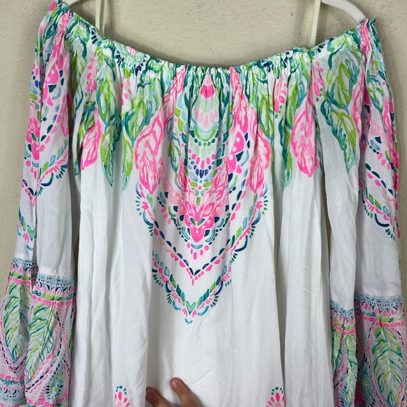 Lilly Pulitzer Nevie Off Shoulder Dress in Coconut Coast Size Small - Picture 3 of 8